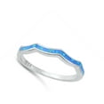 thumbnail image 4 of CHOOSE YOUR COLOR Blue Simulated Opal Scalloped Wave .925 Sterling Silver Band CZ Female Size 4, 4 of 4