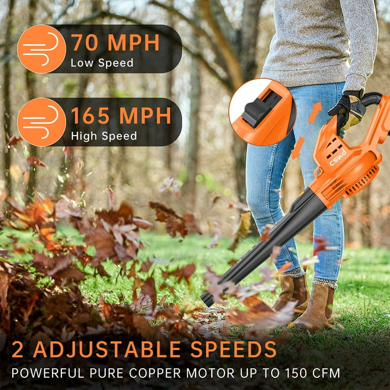 Cordless Leaf Blower Battery Powered Max 124mph 300CFM with 2 Adjustable Speeds