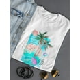 thumbnail image 3 of Cool Watercolor Tropical Beach T-Shirt Women -Image by Shutterstock, Female x-Large, 3 of 4