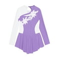 thumbnail image 3 of YEAHDOR Kids Girls Long Sleeve Shiny Rhinestone Mesh Tutu Figure Skating Dress Dancewear Lavender 14, 3 of 6