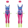 thumbnail image 4 of Conjunto de 6 piezas de disfraz de discoteca hippie de los años 80 para mujer adulta, ropa deportiva retro para mujer, ropa de fitness, traje de Carnaval de Halloween, 4 of 5