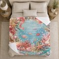 thumbnail image 5 of Whimsical Seashell Coral Reef, Festive autumn celebration Scene, Warm Flannel Blanket for Beach House and Living Room with Detailed Artwork, Art Lovers autumn celebration Gift, Festive Home Decor, 5 of 9