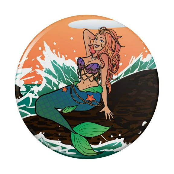 Sexy Mermaid On Rock Kitchen Refrigerator Locker Button Magnet