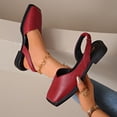 thumbnail image 3 of GERsome Women's Low Block Heels Square Toe Slip-On Slingback Dress Shoes for Wedding Party Work, Red Size 7.5, 3 of 9
