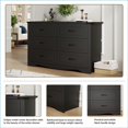 thumbnail image 4 of Farmhouse 6 Drawers Double Dresser for Bedroom, Modern White Dresser Chest of Drawers, Wide Dressers Organizer, Accent Storage Cabinet for Closet, Living Room, Hallway, Black, 4 of 5