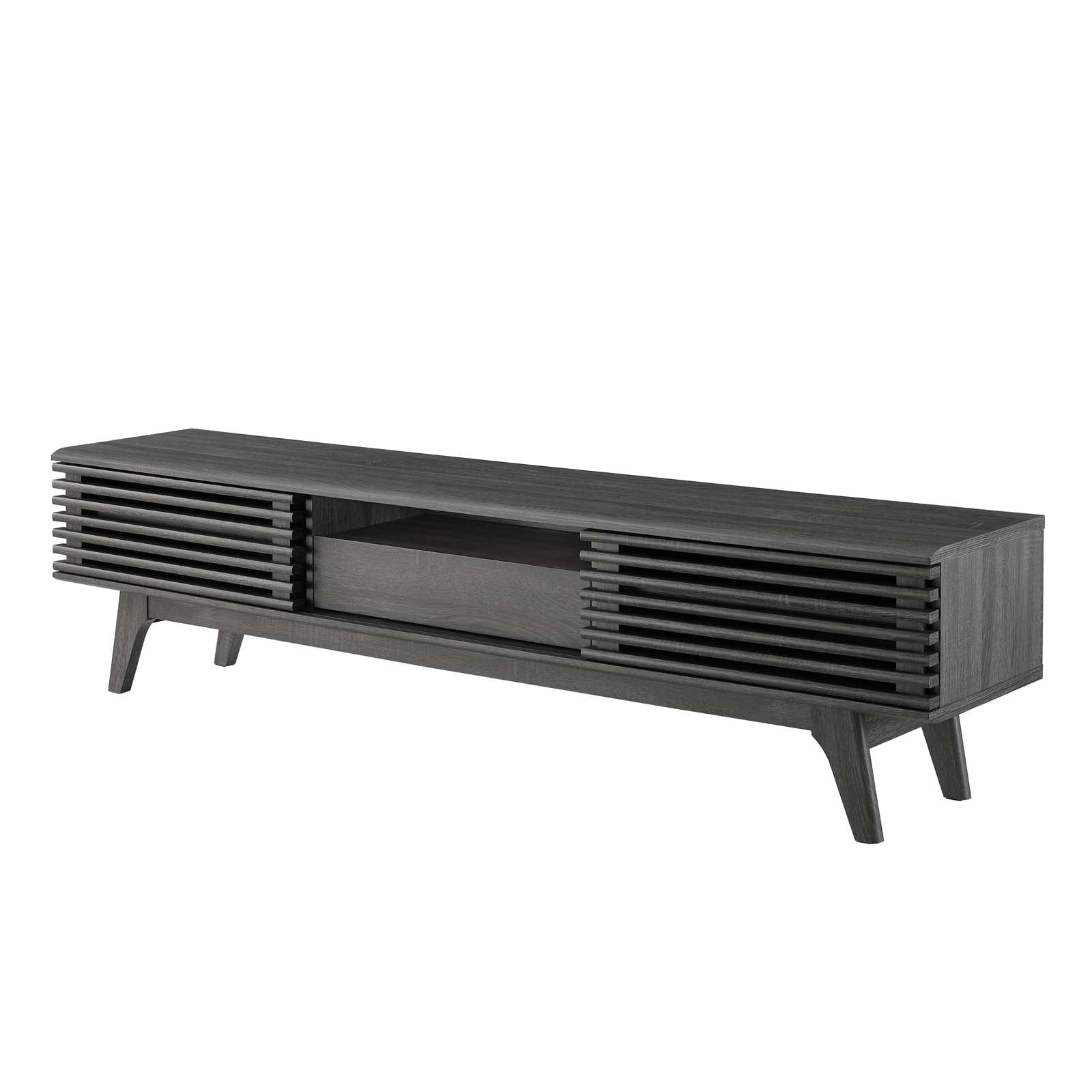 Mid-Century Charcoal 70" TV Console with Tapered Legs