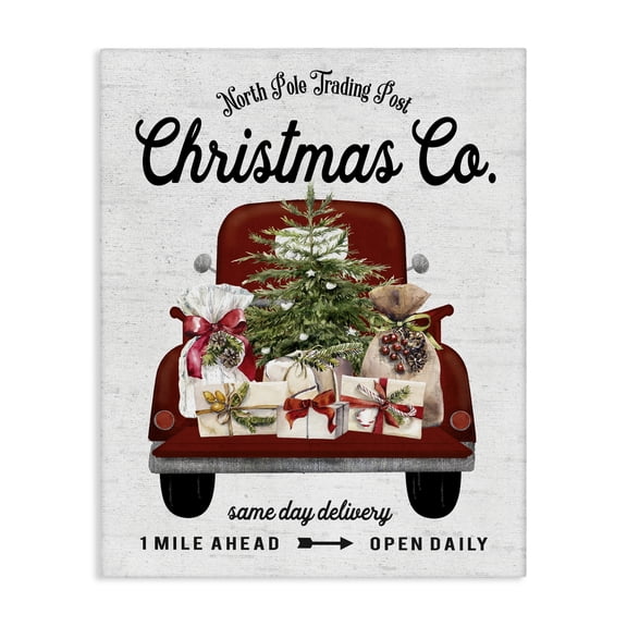 Stupell Industries Traditional North Pole Christmas Co. Sign Canvas Art, 16 x 20, by Lettered and Lined