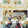 thumbnail image 6 of Sage Green White Gold 70th Birthday Party Decorations Kit,Happy 70th Banner Triangle Flags Garlands Number 70 Balloons Cake Toppers for 70 Year Old Anniversary Party Backdrops Supplies, 6 of 6
