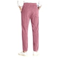 thumbnail image 6 of Womens Corduroy Pants Elastic High Waist Straight Leg Pull On Slacks Casual Comfy Trousers with Pockets Pink, 6 of 7
