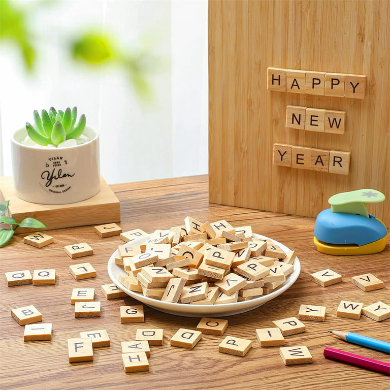TSV Wood Letter Tiles, 100pcs A-Z Capital Letters, Scrabble Tiles for Crafts,  Wooden Letters Scrabble Letters Education Games, and DIY Wood Tile Game  Wall Decor 