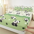 thumbnail image 3 of Feelyou Kawaii Green Panda Twin Sheet Sets, Cartoon Cute Animal Twin Fitted Sheet, Teens Boys Girls Kids Flat Sheet, Lightweight Room Decor, 3pcs, 3 of 7