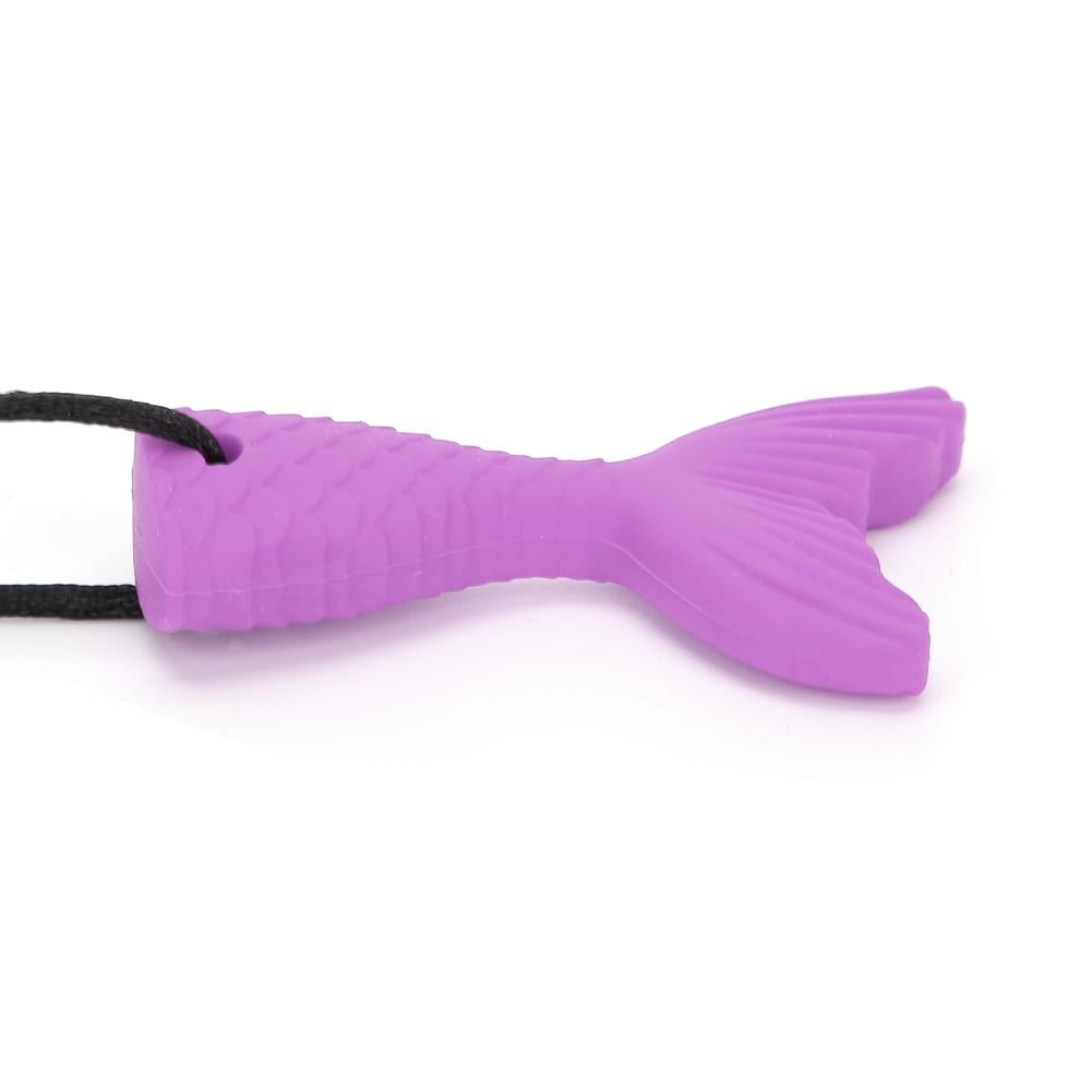 Tebru Soft Silicone Teether For Toddler Toddler Chew Pendant Necklace Bite Stick Fish Tail Shape