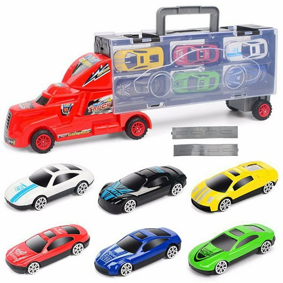 Esaierr Kids Alloy Container Car Set, Sliding Car Model Toys, Portable Storage Car Toys for Boys 3 years Old
