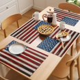 thumbnail image 5 of Farmhouse American Flag Placemats Set of 8 Blue Red USA Flag Vintage Place Mats Indoor Wipeable Table Mats Washable Cloth Dining Table Placemats for Kitchen Holiday Party Home Decor 13x19 Inch, 5 of 9