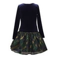 thumbnail image 2 of Bonnie Jean Girls Long Sleeve Stretch Velvet Bodice With Foil Overlay Plaid Skirt, Sizes 4-6X, 2 of 2