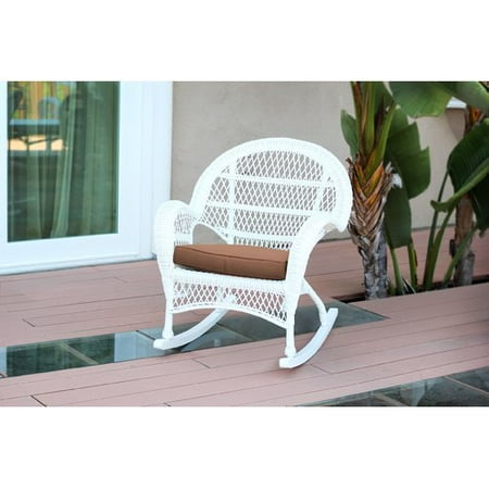 Jeco Inc. Wicker Rocker Chair with Cushions (Set of 4)
