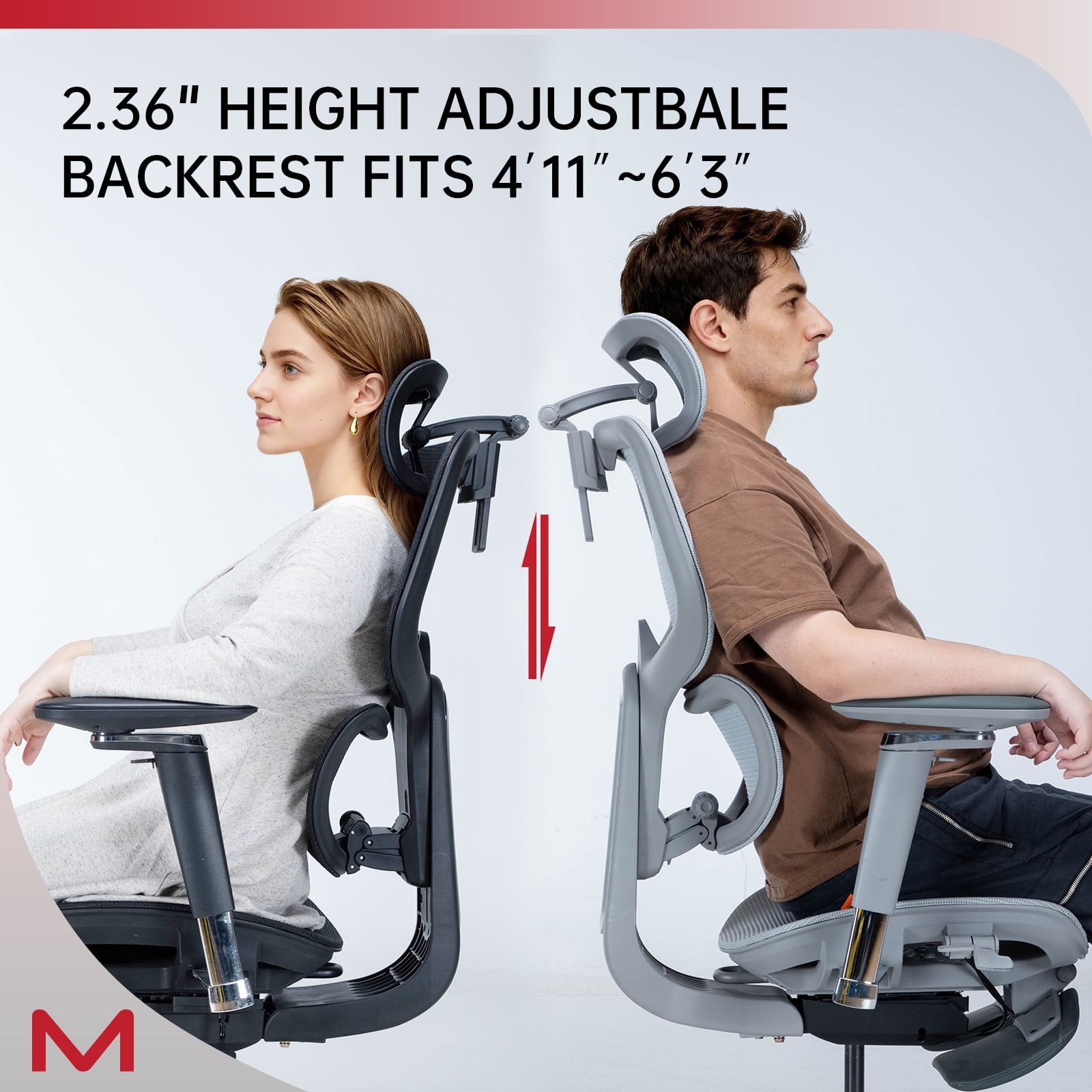 Professional  Ergonomic Mesh Office Chair with Dynamic Lumbar Support & 3D Headrest, Dual-Axis Armrests, 136° Recline, 300LBS