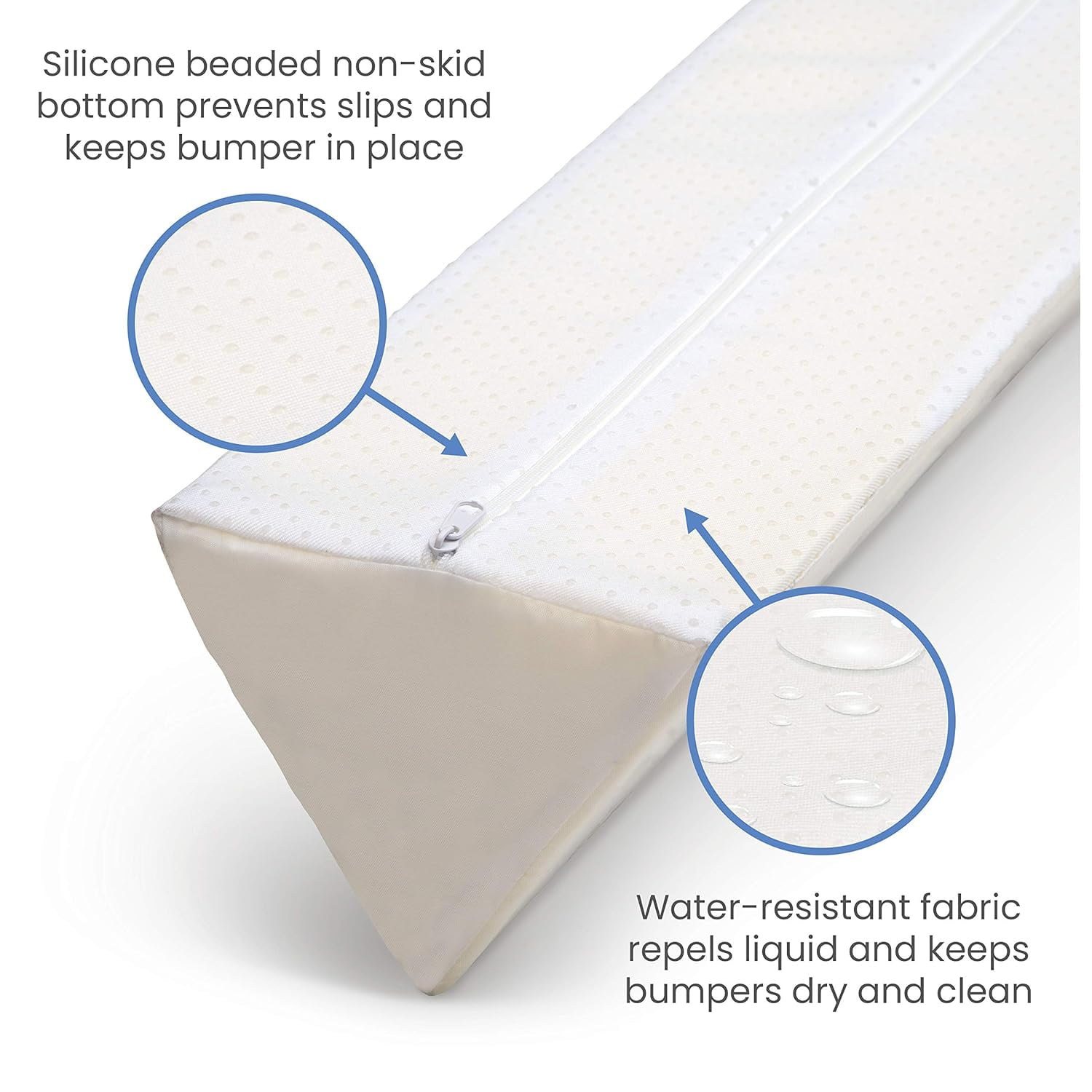 Delta Children Extra Long Foam Bedrail Bumper - Guardrail for Toddlers & Kids with Water-Resistant, Non-Slip & Machine Washable Cover - 2pk, White Extra Long - Pack of
