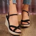 thumbnail image 6 of Viluyesy Womens Espadrilles Sandals, Open Toe Adjustable Strap Wedge Thick Sole 2026 Summer Casual Dressy Shoes Black US9, 6 of 9