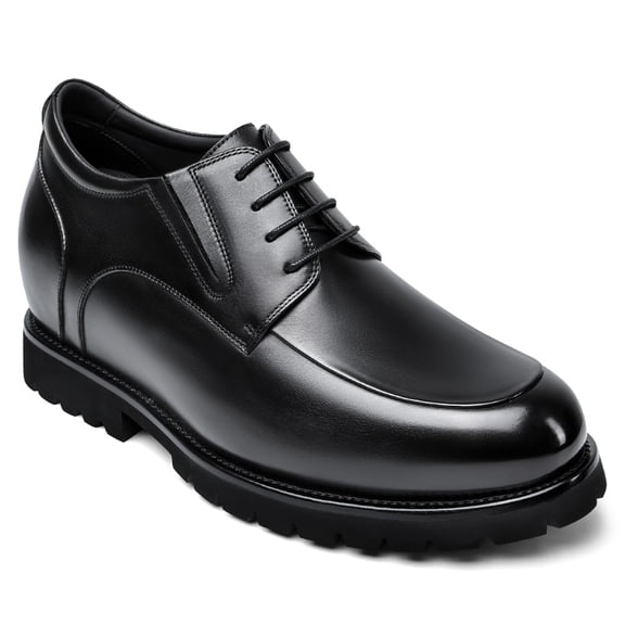 CMR CHAMARIPA Elevator Shoes For Men - Black Leather Dress Shoes Derby Shoes 8CM / 3.15 Inches
