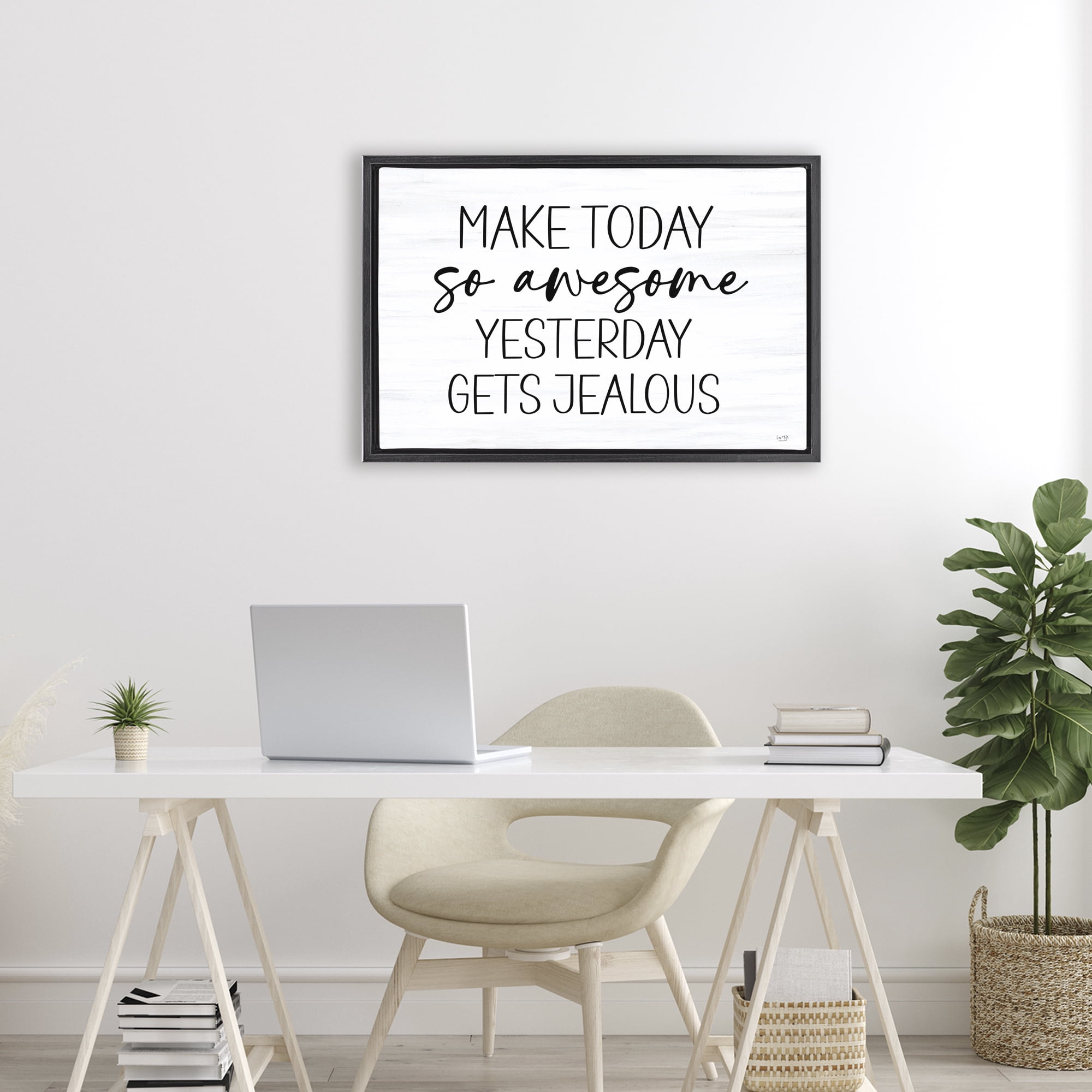 Stupell Industries Today So Awesome Yesterday Jealous Black Framed Floater Canvas Wall Art, design by Lux + Me Designs