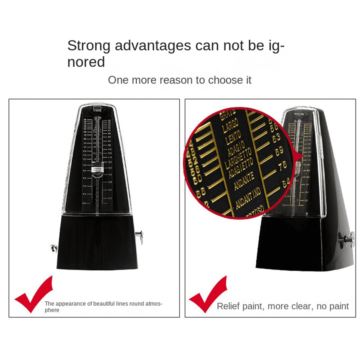 Metronome Piano Mechanical Metronome Universal Instrument Metronome Suitable for Piano, Guitar, Erhu