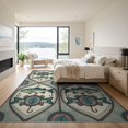 thumbnail image 3 of ODIKA 9'x12' Washable Area Rug Fish Fishing Vintage Nautical Lure Tackle Border Bathroom Doormat for Master Suite, California King, Under Bed, Non-Shedding, Easy Care, 3 of 7