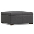 thumbnail image 5 of Gabbie 36 inch Wide Square Coffee Table Storage Ottoman in Slate Grey Polyester Linen, 5 of 11