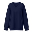 thumbnail image 4 of DHFJKG Womens Sweatshirt Oversized V Neck Long Sleeve Plain Sweatshirt Drop Shoulder Loose Fit Casual Pullover With Pocket Cozy Tops, 4 of 4