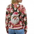 thumbnail image 6 of WTOBBY Women's Christmas Print Knit Cardigan, Long Sleeve Pullover with Festive Designs, Cozy for Holiday Parties and Winter Wear,Dark Green L, 6 of 6