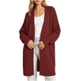 thumbnail image 3 of PNTUTB Fall Winter Women's Longline Knit Cardigan Solid Color Long Sleeve Coat Casual Loose Comfort Stretch Trendy Versatile Coat, 3 of 7