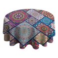 thumbnail image 4 of Multicolor Ethnic Mandala Pattern Round Tablecloth 60"x60",Wrinkle Wipeable Table Cloth for Kitchen Dining Room Picnic Patio Party, 4 of 6