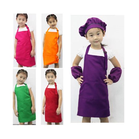 

Kids Aprons Waterproof Painting Cooking Baby Pinafore Reusable Craft Smock Adjustable Bib Solid Color Kitchen Baking Cleaning