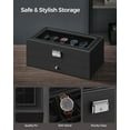thumbnail image 3 of SONGMICS 12-Slot Watch Box, Lockable Watch Case with Glass Lid, 2 Layers, Black Synthetic Leather, Black Lining, 3 of 6