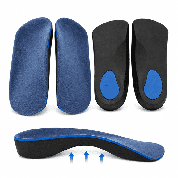 BRICKSWAN 2 Pairs 3/4-Length Arch Support Insoles, Women’s Size XS, Cushioned Heel Inserts