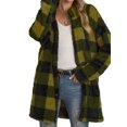 thumbnail image 1 of Women's Mid-length Plaid Button Down Shacket Jacket Long Sleeve Casual Coat with Pockets, 1 of 4