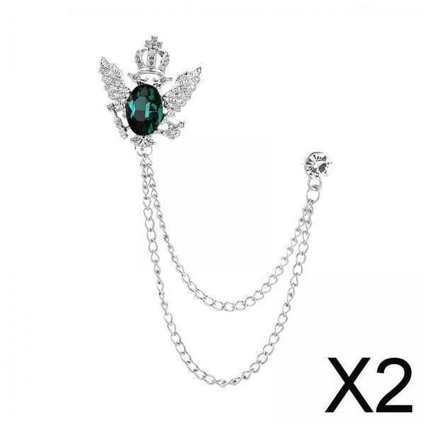 2x Broche de Traje con Cadena para Hombre, Broche de Solapa, Joyería de Moda, Insignia, Broche de águila, Pin de Solapa para Esmoquin, Accesorios de R 2 piezas