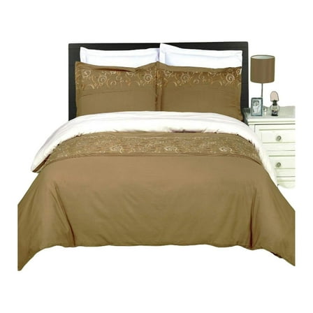 Embroidered 210 Thread Count, 100-Percent Cotton Standard Size Pillow Shams - Brown, Set of 2 Luxury Pillow Shams Extra- Queen Size Shams Geneva