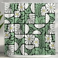 thumbnail image 2 of Boho Abstract Colorful Floral Shower Curtain, Vintage Retro Patchwork White Green Flower Botanical Geometric Aesthetic Groovy Bathroom Decor Shower Curtain Set with 12 Hooks, 72X72in, 2 of 5