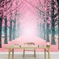 thumbnail image 3 of wall26 - Large Wall Mural - Lane of Pink Fallen Leaves with Trees by Each Side | Self-Adhesive Vinyl Wallpaper/Removable Modern Wall Decor - 66x96 inches, 3 of 6