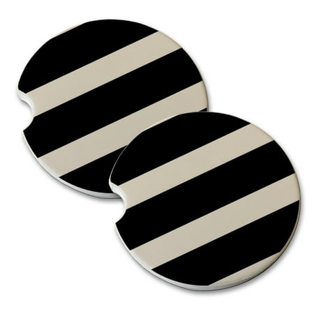 

KuzmarK Sandstone Car Drink Coaster (set of 2) - Black White Stripes