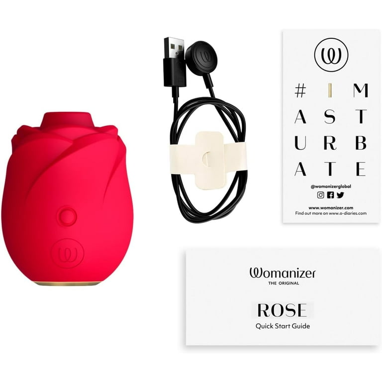 Womanizer Rose Clit Sucker Vibrator, 6 Intensity Levels, 4 Patterns, Silky,  Rose
