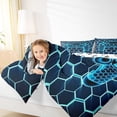 thumbnail image 4 of Manfei Game Console Full Size Comforter Sets,Gamepad Gamer Bedding Comforter Set,Neon Blue Hexagon Bedding Sets For Kids,Super Cozy Room Decor Reversible,3 Pieces, 4 of 8
