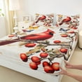 thumbnail image 3 of Manfei Cardinal Bird Twin Sheet Sets,Merry Christmas Twin Fitted Sheet,Red Xmas Berry Flat Sheet For Girl Teens,Breathable Home Decor,3-Piece, 3 of 7