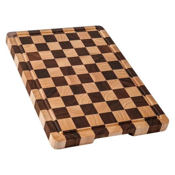 Acacia Wood End-Grain Cutting Board - 16.5" x 11.6" Checkered Butcher Block