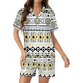 thumbnail image 1 of SKQIT Ensembles de Pyjama à Manches Courtes pour Femmes, 2 Pcs Imprimé Mignon Chemise Boutonnée en Satin Doux et Shorts, 1 of 7