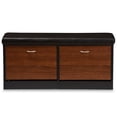 thumbnail image 3 of Baxton Studio Foley Modern and Contemporary 2-tone Dark Brown and Oak Finishing Entryway Storage Cushioned Bench Shoe Rack Cabinet Organizer, 3 of 6