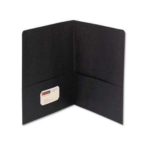 Two-Pocket Folder Textured Paper, Black, 25/Box