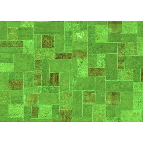 Ahgly Company Indoor Rectangle Patchwork Green Transitional Area Rugs, 2' x 3'