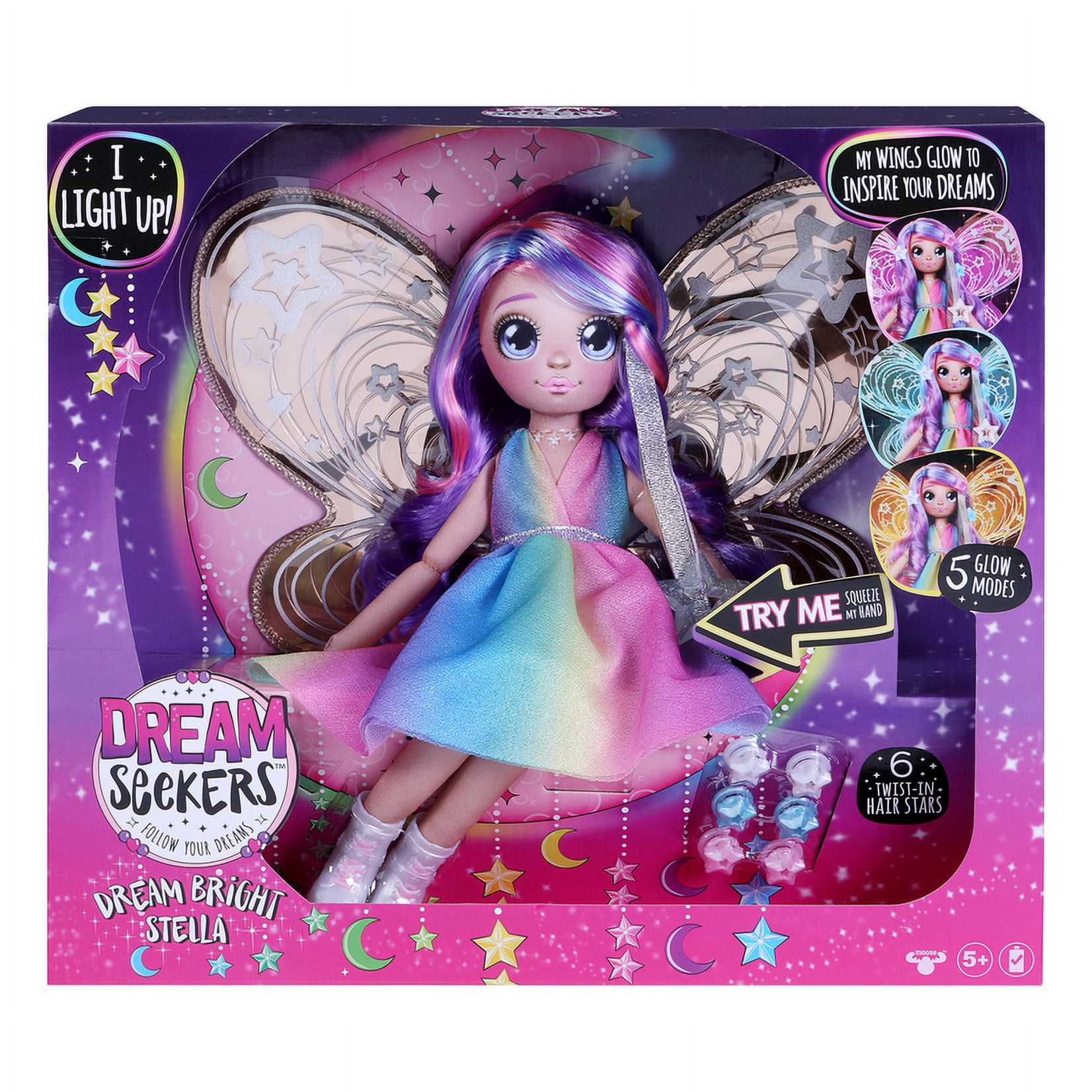 Dream Seekers Light Up Doll Pack – 1pc  Toy |  Magical Light Up Fairy Fashion Doll Stella